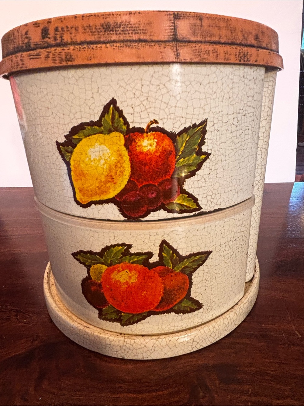 Vintage Cheinco Housewares Metal Canisters Set w/ Lazy Susan